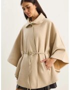 HiCCUP Palton dama supradimensionat - lana - guler de jacheta - bej natural -
