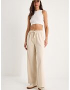 HiCCUP Pantaloni bej talie inalta - Bej Natural