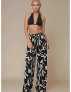 HiCCUP Pantaloni dama - cu imprimeu - talie elastica - negru - bumbac