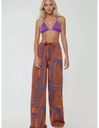 HiCCUP Pantaloni dama - cu imprimeu - talie elastica - violet-portocaliu - bumbac