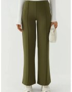 HiCCUP Pantaloni dama - cu picior larg - detalii texturate - verde - modal