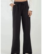 HiCCUP Pantaloni dama - cu talie elastica - croiala larga - negru - textil