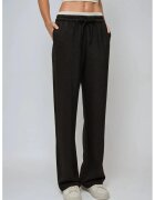 HiCCUP Pantaloni dama - cu talie elastica si croiala larga - negri - textil