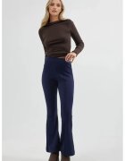 HiCCUP Pantaloni dama - evazati - talie inalta - bleumarin - textil