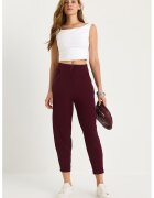HiCCUP Pantaloni dama - lungi din crep tip morcov - visiniu - textil -