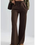 HiCCUP Pantaloni dama - Palazzo plisati - talie normala - maro - Maro