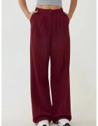 HiCCUP Pantaloni dama - palazzo - talie inalta - rosu - bumbac