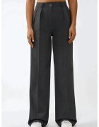 HiCCUP Pantaloni pentru dama - Palazzo - cu talie inalta - croiala larga - textil - gri inchis