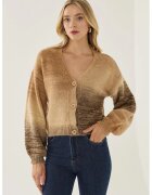 HiCCUP Pulover dama - cardigan cu decolteu in V - croiala lejera - gradient - maro - acril