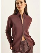 HiCCUP Pulover dama - cardigan tricotat - guler pe jumatate - fermoar - visiniu - tricot -