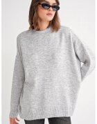 HiCCUP Pulover dama supradimensionat gri tricot -