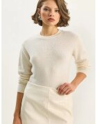 HiCCUP Pulover dama - Tricot - Crem - Guler rotund -