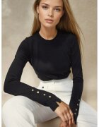 HiCCUP Pulover dama - tricotat - guler rotund - detalii cu nasturi - negru - tricot
