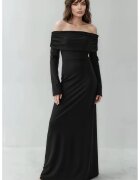 HiCCUP Rochie Maxi - Decolteu pe Umeri - Slit - Negru - fabrica
