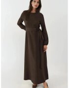 HiCCUP Rochie Maxi - Detaliu Arcuit - Maro Mocha Inchis - Textil