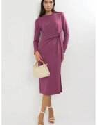 HiCCUP Rochie Midi - Bersan - maneci lungi - rosu - jerseu