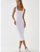 HiCCUP Rochie midi - texturata - mulata - Alb - jerseu