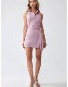 HiCCUP Rochie mini cu dungi - guler camasa - roz - textil