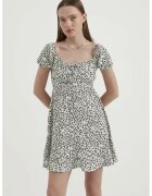 HiCCUP Rochie mini - decolteu rotund - maneci bufante - neagra - jerseu