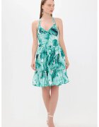 HiCCUP Rochie mini - imprimeu floral - decolteu in V - verde - textil