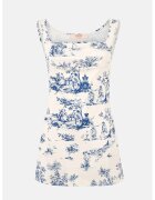 HiCCUP Rochie mini - Poliester/Elastan - Alb/Albastru