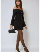 HiCCUP Rochie mini umeri goi - nasturi - negru - elastan-poliester