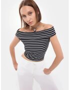 HiCCUP Top fara umeri - dungi - negru - poliester