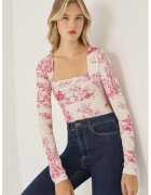 HiCCUP Top - top cu volane - roz - Roz neon