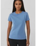 HiCCUP Tricou dama - bumbac - guler rotund - croiala regulata - albastru