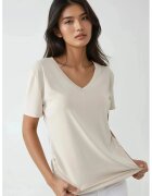 HiCCUP Tricou dama decolteu in V - maneca scurta - Alb fildes