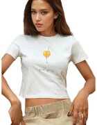 HiCCUP Tricou dama scurt - imprimat - alb - bumbac - Alb