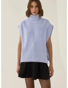 HiCCUP Vesta tip pulover - croiala lejera - guler inalt - albastru - acril