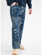 HUGO Blugi baggy cu imprimeu logo Carpenter - Alb/Albastru inchis