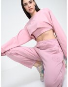 HUGO Bluza de trening cu croiala crop si model 2-in-1 - Roz prafuit