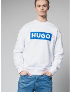 HUGO Bluza de trening cu decolteu la baza gatului si logo - Alb/Albastru royal