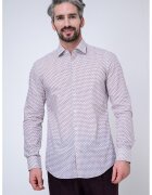 HUGO Camasa din bumbac cu model logo - Alb/Visiniu