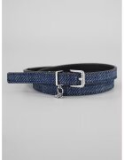 HUGO Curea ingusta de denim cu accesoriu logo - Bleumarin