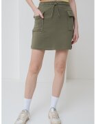 HUGO Fusta mini cu buzunare cu clapa - Verde sparanghel