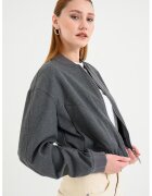 HUGO Jacheta bomber crop cu terminatie elastica Amirana - Gri inchis