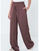 HUGO Pantaloni din satin cu croiala ampla - Rosu inchis