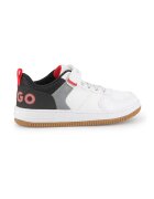 HUGO Pantofi sport low-cut de piele ecologica - Alb/Negru/Gri cenusiu