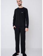 HUGO Pijama din amestec de modal cu model uni si banda logo - Negru