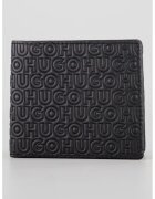 HUGO Portofel de piele cu logo - Negru