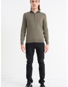 HUGO Pulover cu fermoar scurt San Quintus - Verde sparanghel