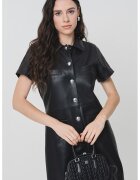HUGO Rochie-camasa de piele ecologica - Negru