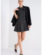 HUGO Rochie mini din amestec de lana cu aplicatie floare - Negru/Alb murdar
