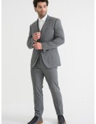 HUGO Set de sacou - vesta si pantaloni de lana - Gri deschis/Negru stins
