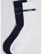 HUGO Set de sosete lungi din amestec de bumbac cu detaliu logo - 2 perechi - Alb/Albastru ultramarin