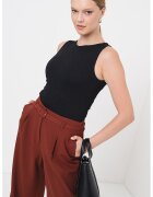 HUGO Top elastic cu logo si fermoar pe partea din spate - Negru