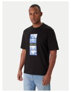 HUGO Tricou barbat negru/albastru - bumbac